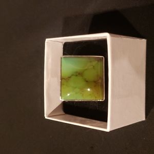 Vintage Green Serpentine Stone Ring Sz 7